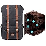 Rucksack Damen Daypack Herren Schulrucksack KAUKKO 17 Zoll Laptop Backpack für 15″ Notebook Lässiger Daypacks Schultaschen of 2 Side Pockets für Wandern Reisen Camping (CSchwarz 2PCS) - 5