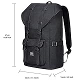 Rucksack Damen Herren Vintage Studenten Backpack KAUKKO 17 Zoll Laptop Rucksack für 15″ Notebook Lässiger Daypacks Schüler Backpacks Schultaschen of 2 Side Pockets für Wandern Reisen Camping (1linen schwarz) - 3