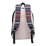 Evay 14 Zoll Notebook Laptop Canvas Bunt Streifen Rucksack für Damen Vintage Universität Wasserdicht Schulrucksäcke Laptoprucksack - 2