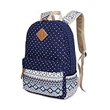 Evay 14 Zoll Notebook Laptop Canvas Bunt Streifen Rucksack für Damen Vintage Universität Wasserdicht Schulrucksäcke Laptoprucksack - 3