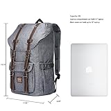 Laptop Rucksack 17 Zoll Handgepäckrucksack Vintage Backpack Reiserucksack für 15″ Notebook of 2 Side Pockets für Wandern Reisen Camping (oxford grau) - 2